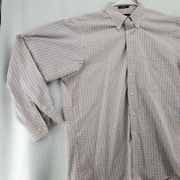 Chaps Shirt Men's Long Sleeve Classic Fit Plaid Casual Button Up White 16.5 - Picture 5 of 11